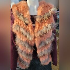 ❗️ CRISTINAEFFE  Fur Vest in Orange and Gray EMIL  ❗️
